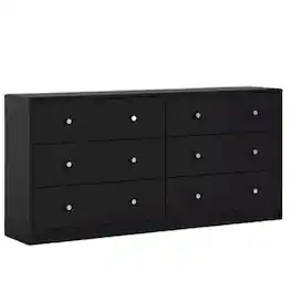 FurniFact - Dresser for Bedroom – Modern 6 Drawer Dresser with Spacious Storage – Sleek Dresser and Bedroom Dresser - Black