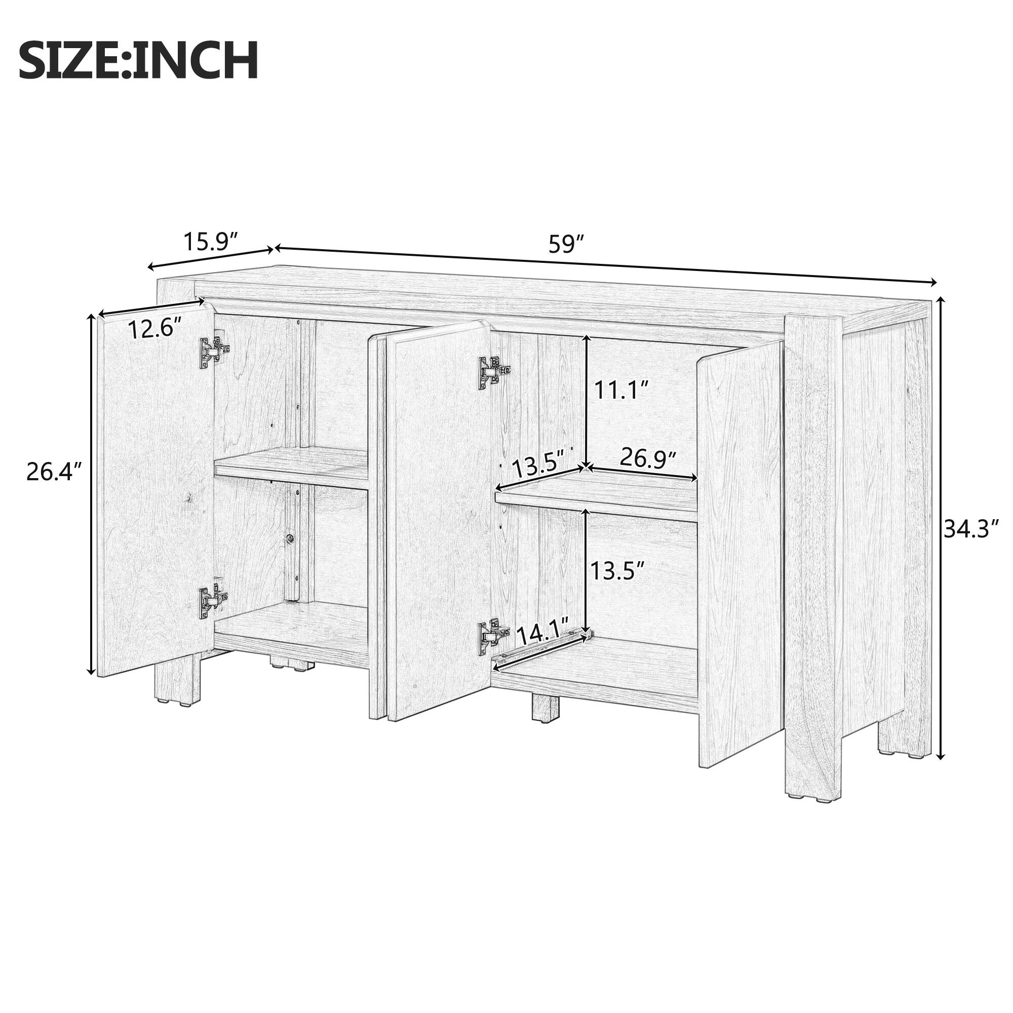 SIZE: INCH  
59"  
15.9"  
12.6"  
26.4"  
11.1"  
26.9"  
13.5"  
13.5"  
14.1"  
34.3"