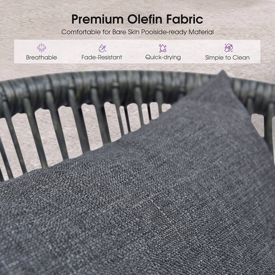 Premium Olefin Fabric  
Comfortable for Bare Skin  
Poolside-ready Material  
Breathable  
Fade-Resistant  
Quick-drying  
Simple to Clean