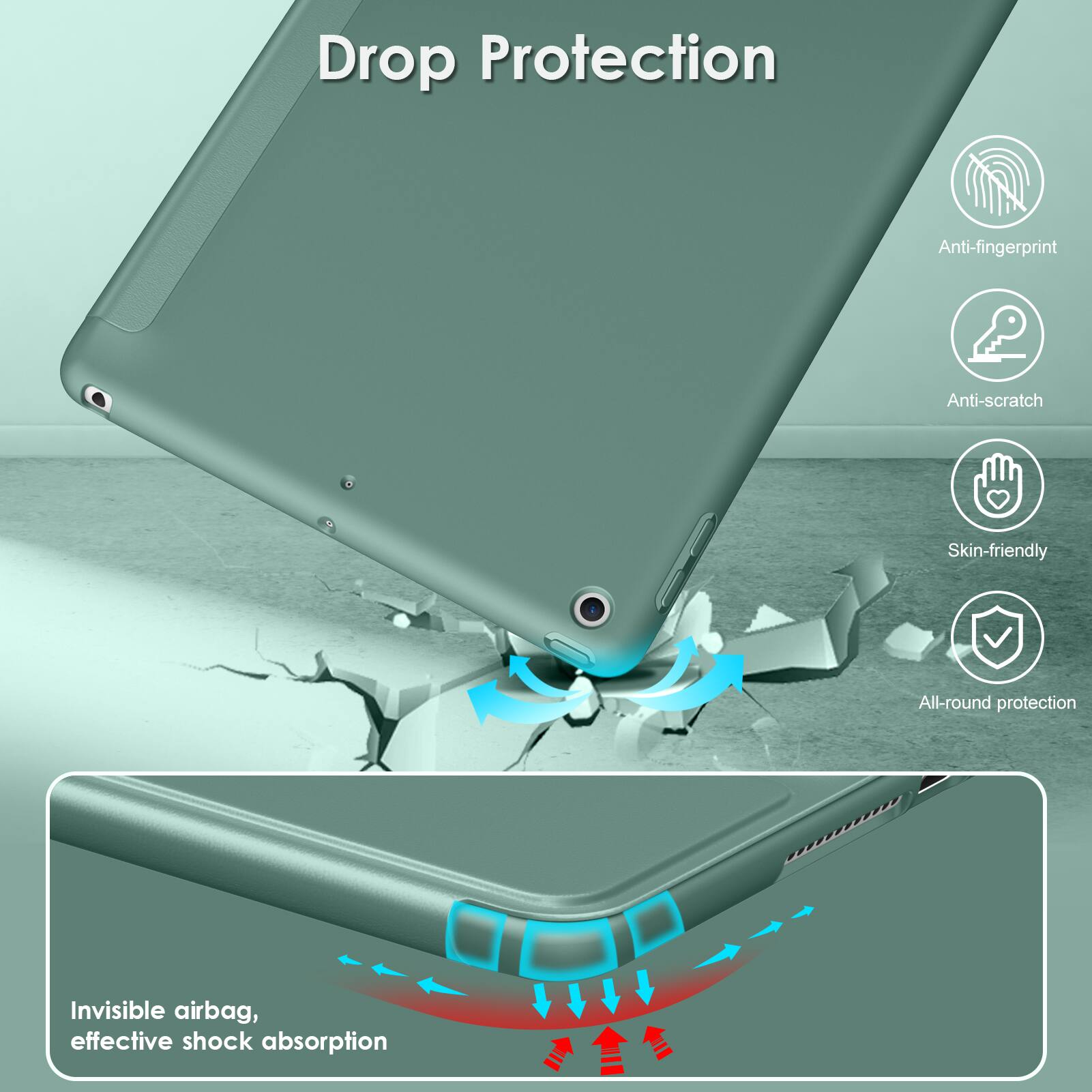 Drop Protection

- Anti-fingerprint
- Anti-scratch
- Skin-friendly
- All-round protection

Invisible airbag, effective shock absorption