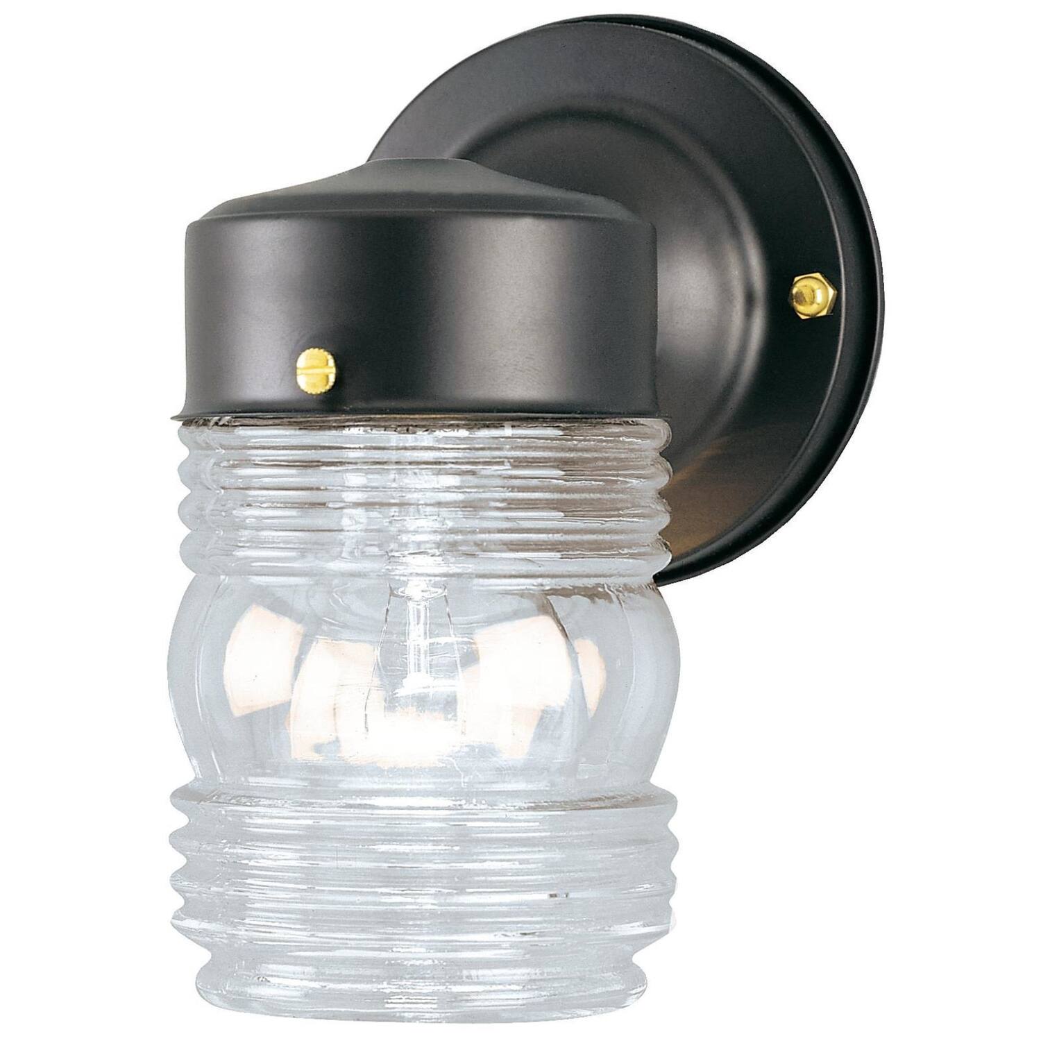 Front. Westinghouse - Westinghouse Matte Black Switch Incandescent Jelly Jar Light.