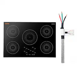 VEVOR - Induction Cooktop 36in 5 Burners Built-in Electric Stove 220V 9200W, Low-Power Continuous Heating, Induction Burner - Black