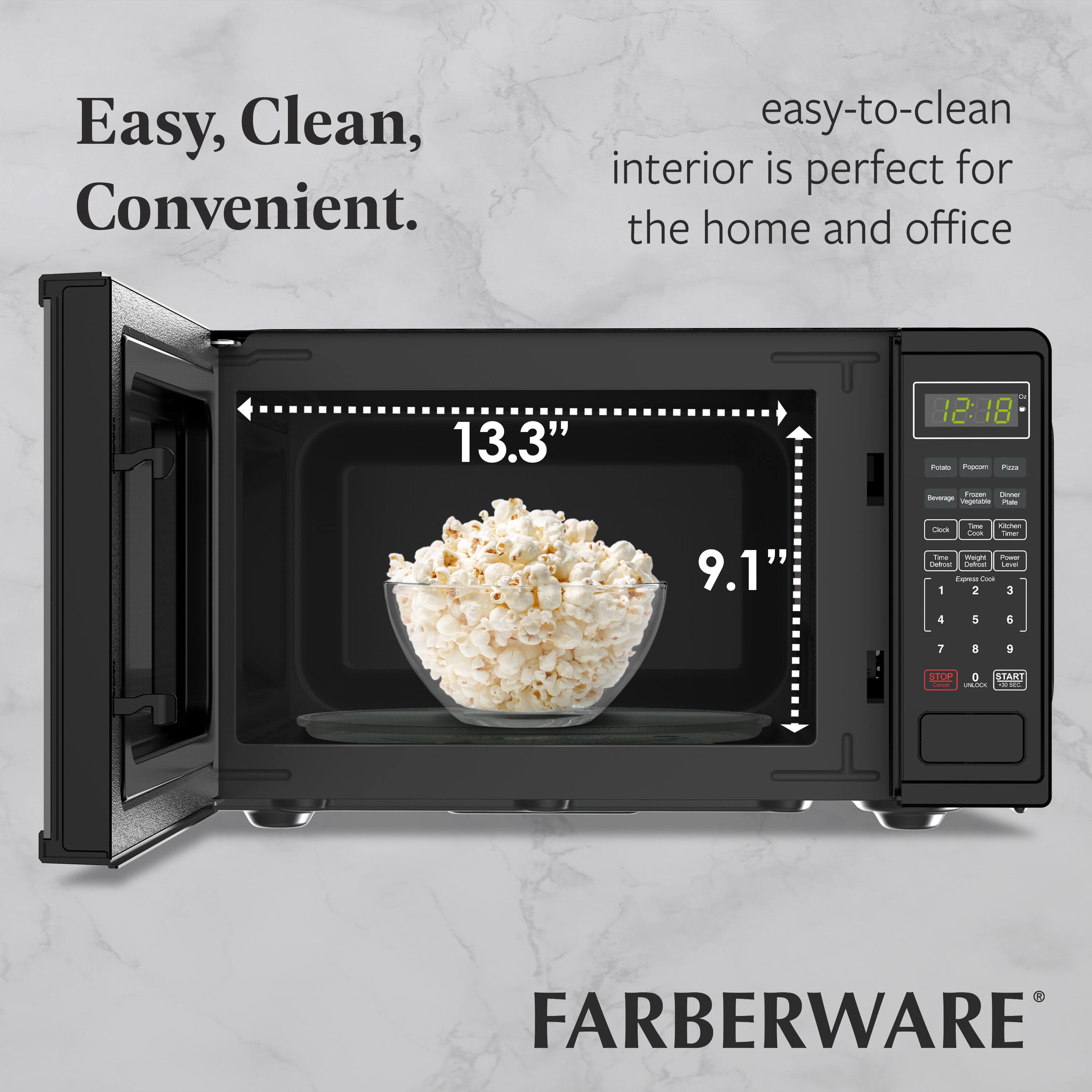Easy, Clean, Convenient.  
easy-to-clean interior is perfect for the home and office  

13.3"  
9.1"  

FARBERWARE