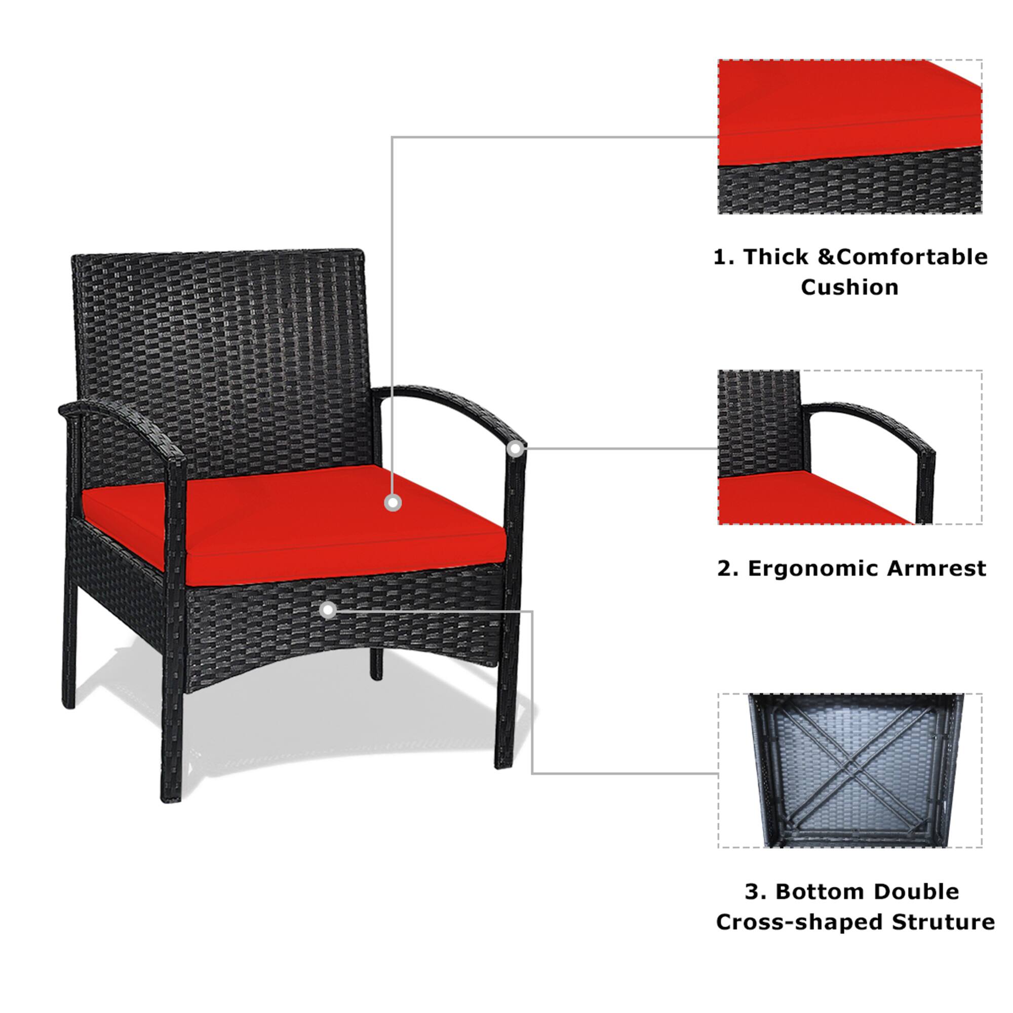 1. Thick & Comfortable Cushion  
2. Ergonomic Armrest  
3. Bottom Double Cross-shaped Structure