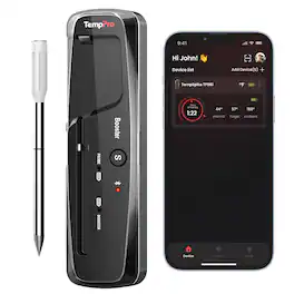 TempPro - TempSpike Lite 500FT Wireless Meat Thermometer, Bluetooth Thermometer for Grilling, BBQ, Oven & Smoking Meat BBQ - Black