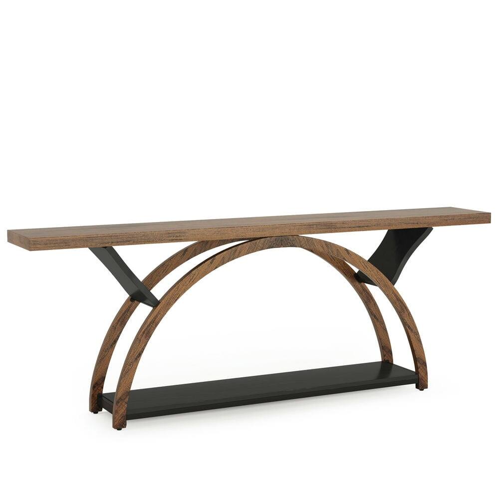 Kadyn - Entryway Table, Console Sofa Table,2-Tier Console Table, 70.9" Entryway Table with Half Moon Frame - Brown