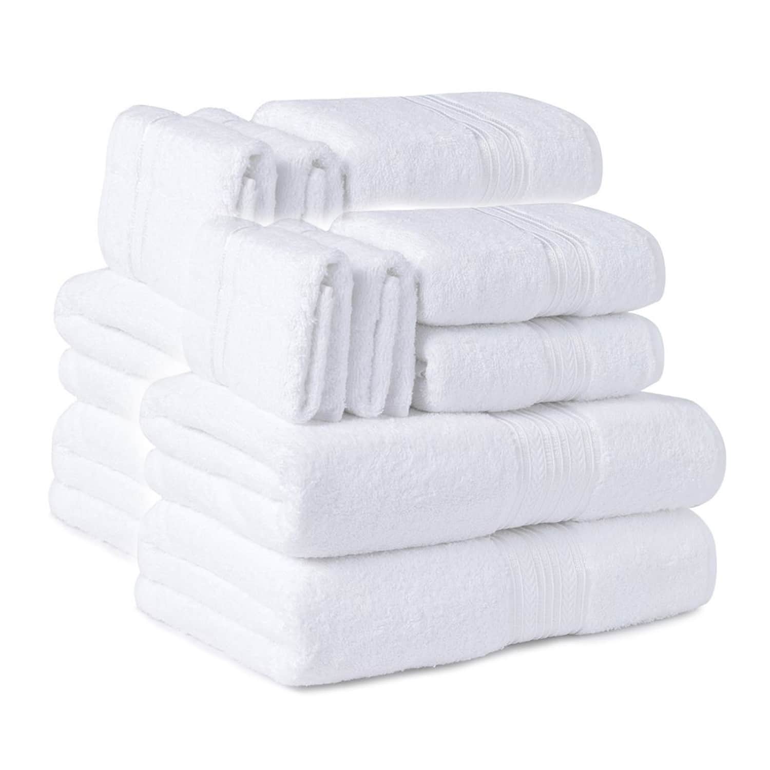 Plazatex - 100% Premium Cotton Textured Border Ultra Soft Absorbent 12 Piece Bathroom Towel Set - White price history on PriceWatchPro
