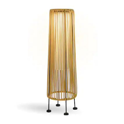 Front. Techko - Indoor Outdoor Solar Takumi Bamboo-Style Floor Lamp.
