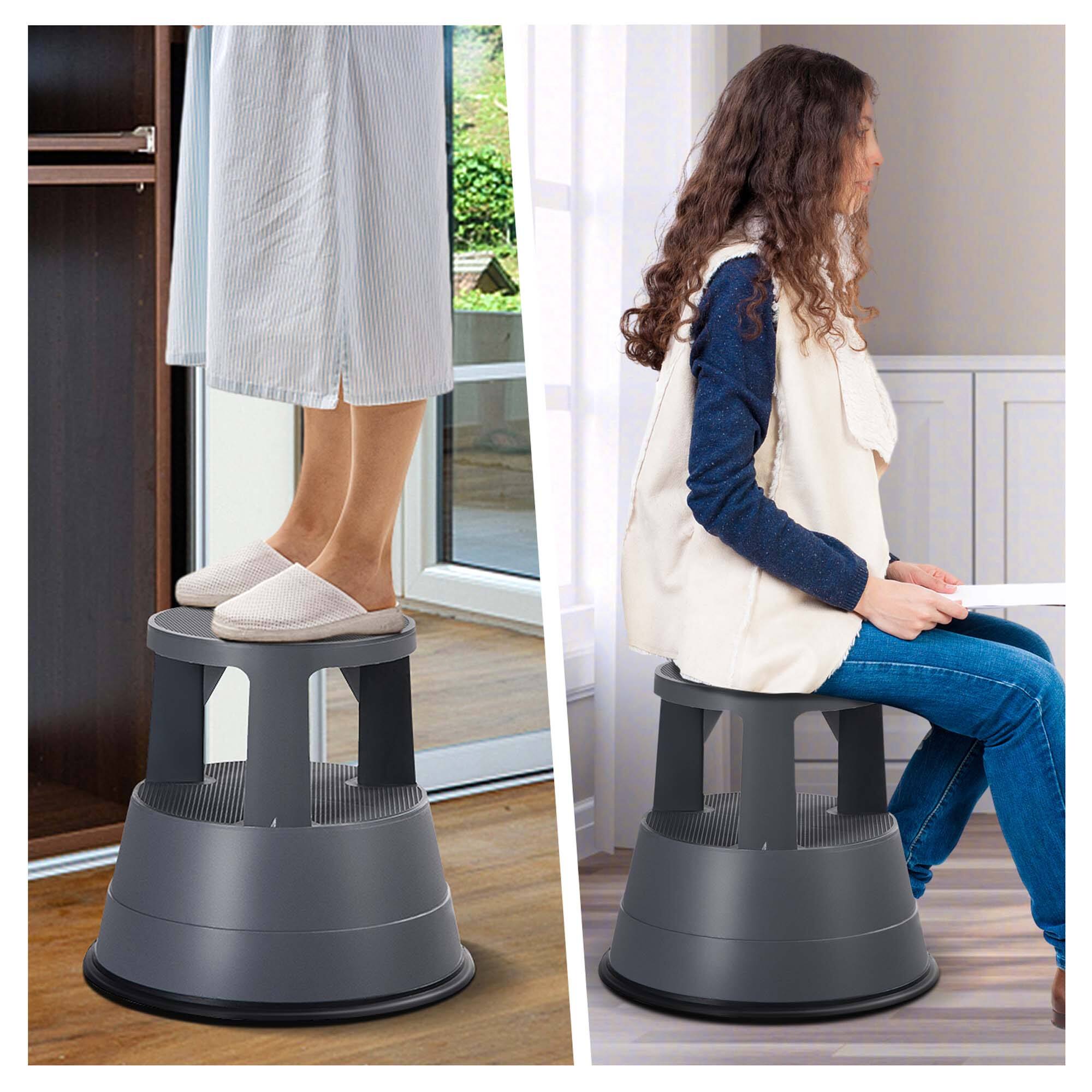 Alt View 1. Costway - Costway Kick Stool Rolling Step Stool W/ Non-Slip Rubber Platform 330LBS Capacity Gray Backless - Gray.