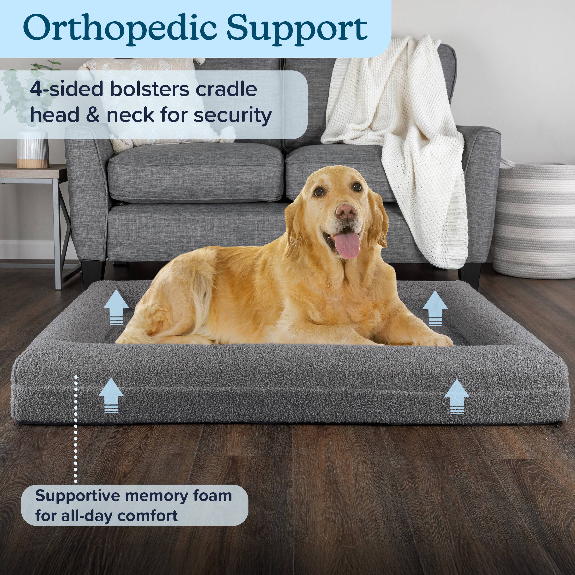 Orthopedic Support

4-sided bolsters cradle head & neck for security

Supportive memory foam for all-day comfort