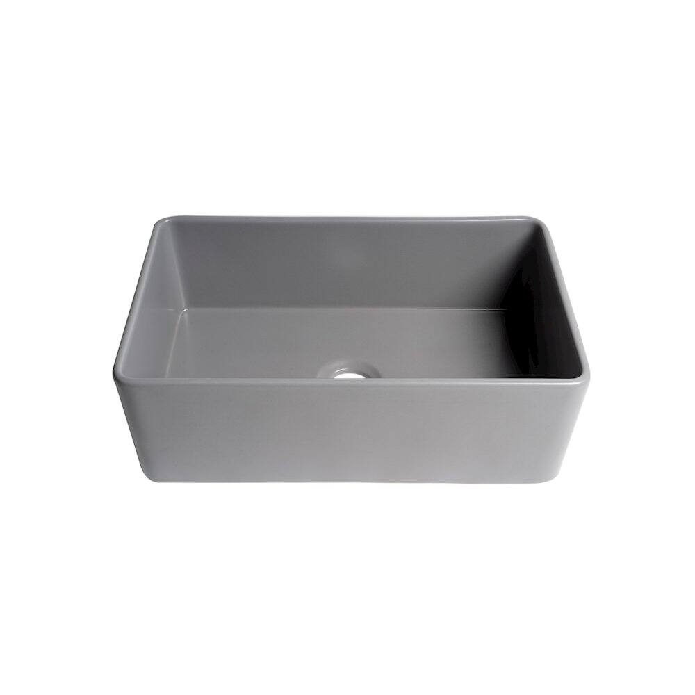 Alt View 2. Alfi - ALFI brand Gray Matte Smooth Apron 30 x 18 Single Bowl Fireclay Farm Sink - Gray.