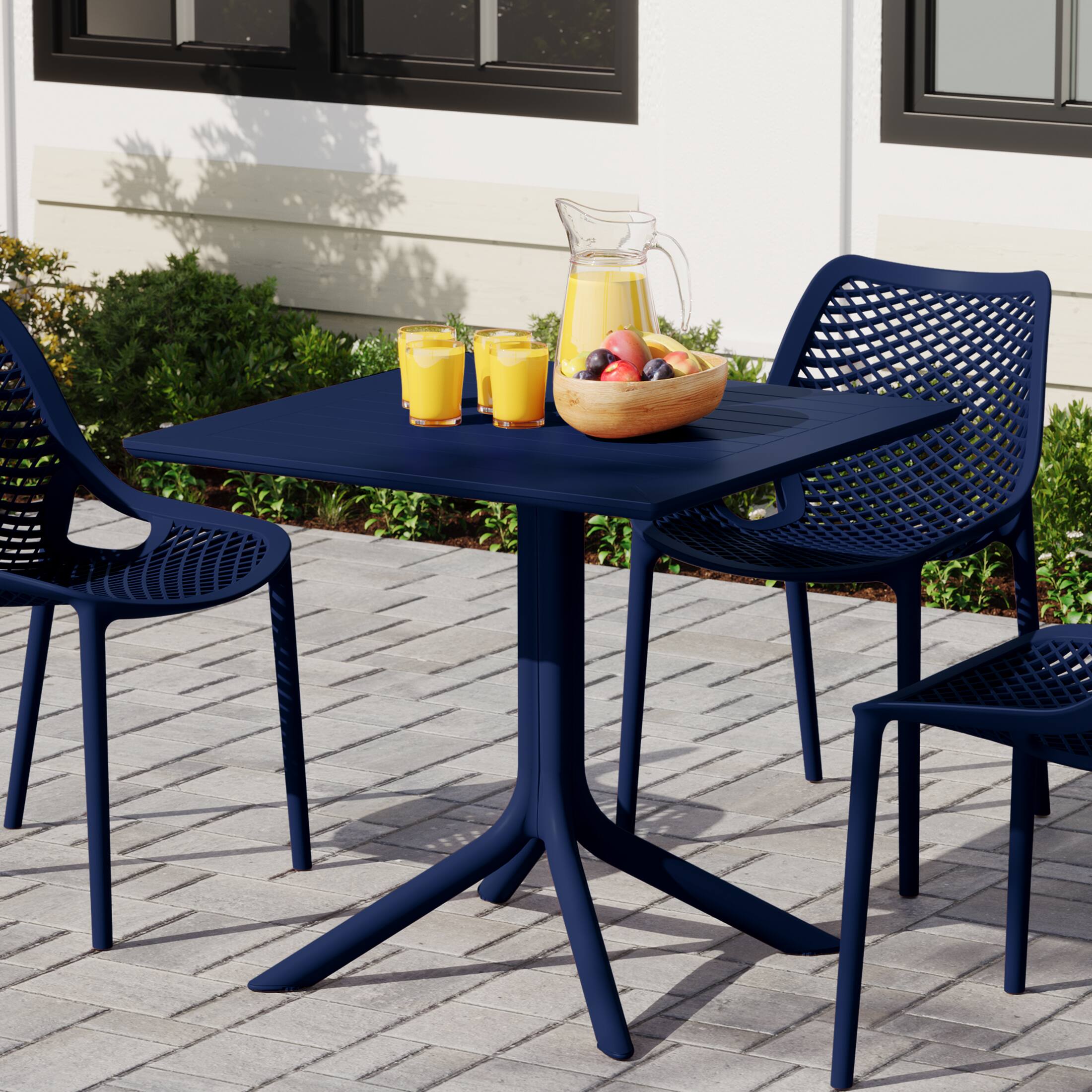 Angle. WestinTrends - WestinTrends Playa 31.5" Square Outdoor Plastic Resin Patio Dining Table for 4 - Navy Blue.