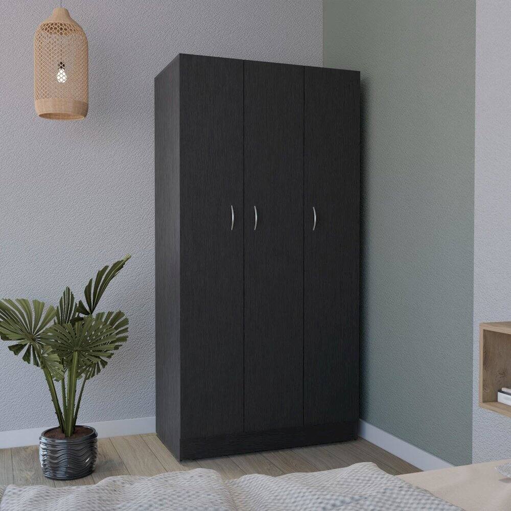 Alt View 2. TuHome - Ohio Armoire Wardrobe Black MDF - Black.
