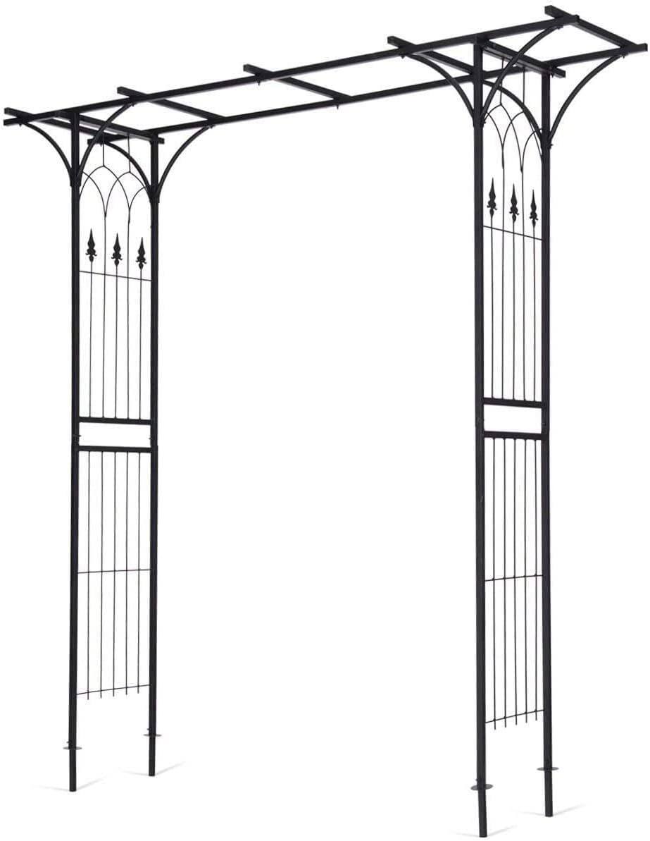 Alt View 1. Gymax - Gymax Outdoor Garden Arch Flowers Climbing Plants Trellis Metal Wedding Archway - Black.