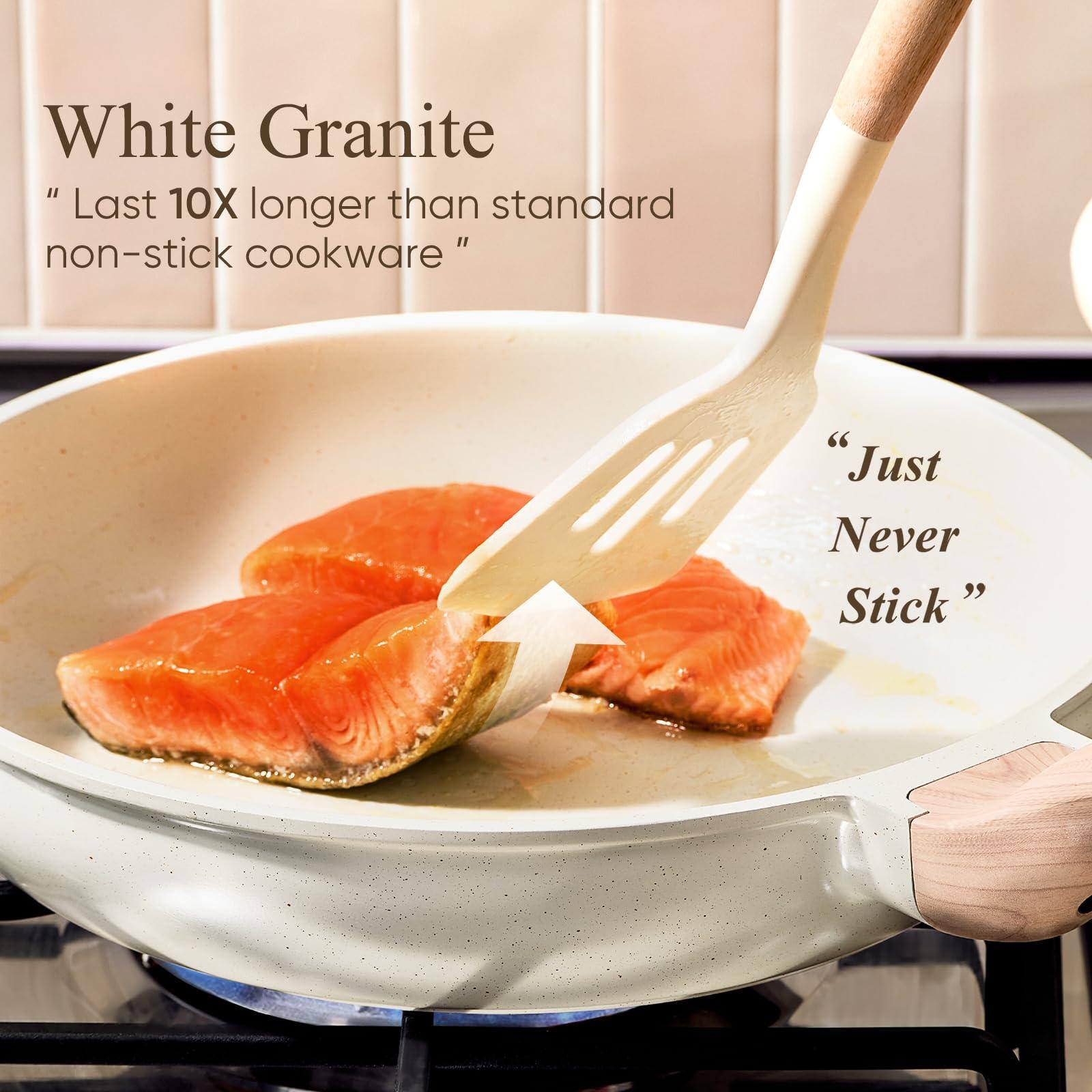 White Granite

"Last 10X longer than standard non-stick cookware"

"Just Never Stick"