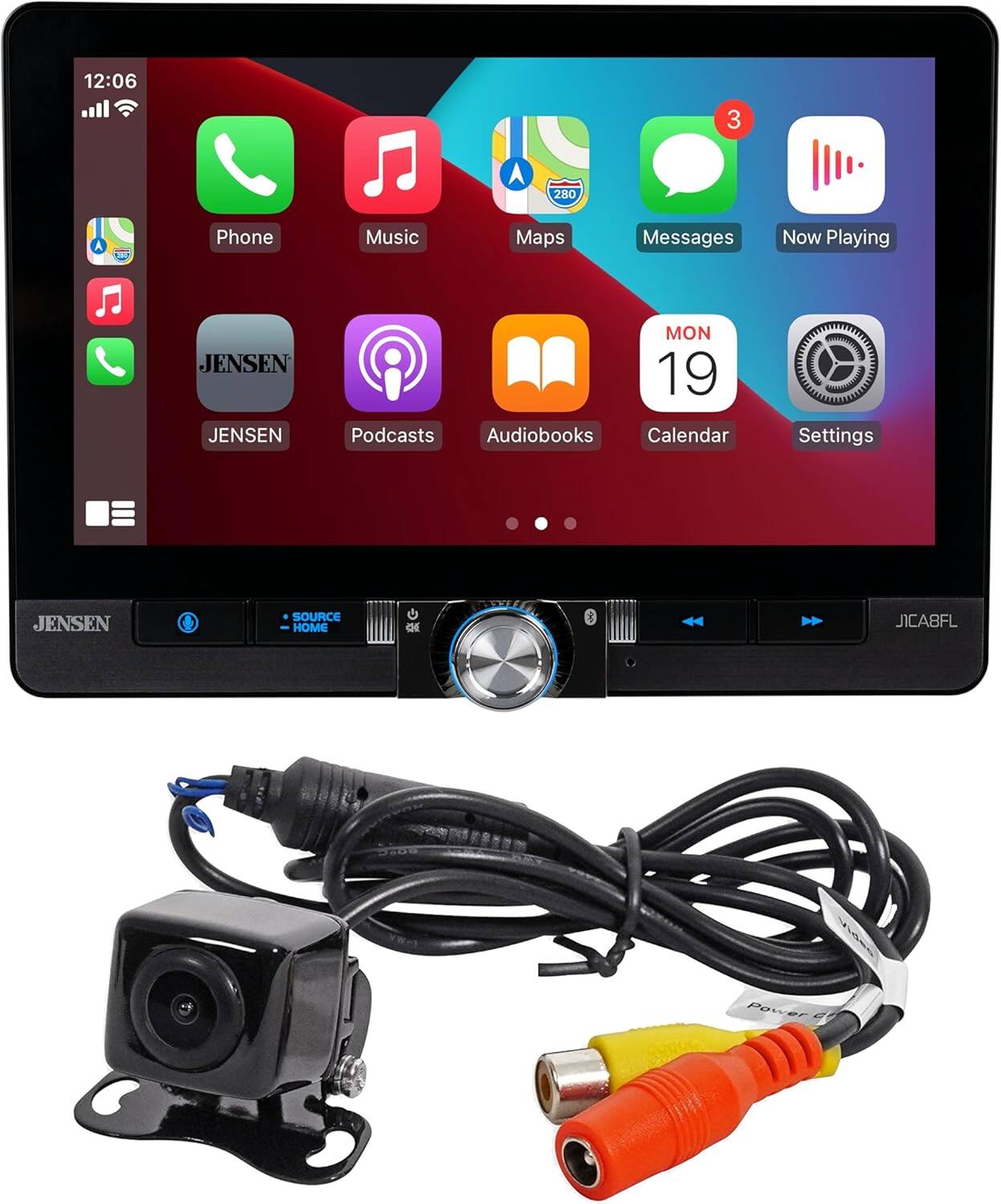 12:06  
Phone Music Maps Messages Now Playing  
JENSEN JENSEN MON 19 Podcasts Audiobooks Calendar Settings  
JENSEN SOURCE HOME  
JICA8FL  
Power