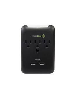 TrickleStar - 3 Outlet Extender Power Tap w/USB Charging Ports - Black