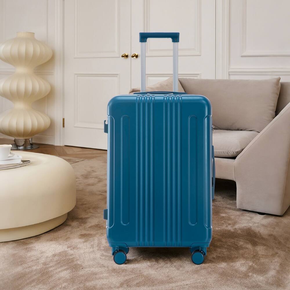 Alt View 3. Ropilly - Ropilly 3 Piece Luggage Set ABS Hard Shell Spinner Wheel Suitcase Dark Blue - Dark Blue.