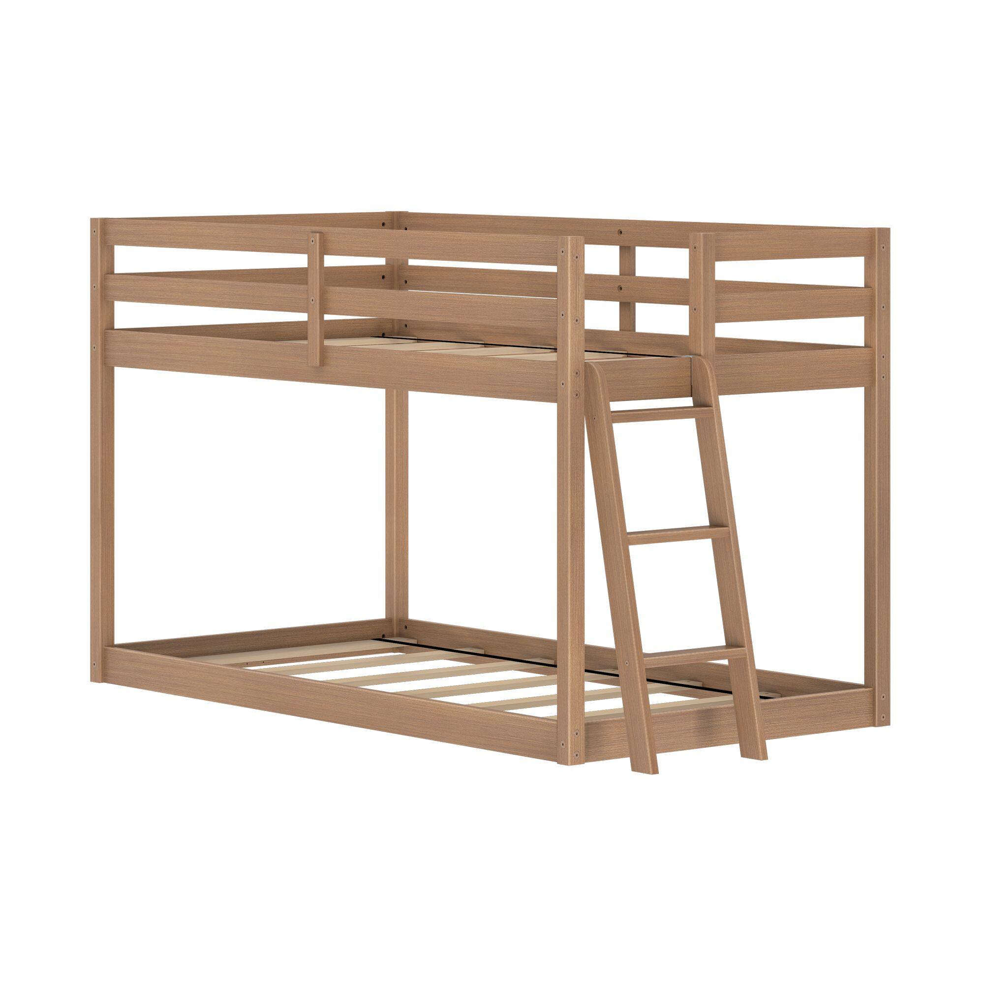 Alt View 2. Grain & Grove - Bear Plywood Twin/Twin Low Bunk, Embossed Pecan - Pecan.