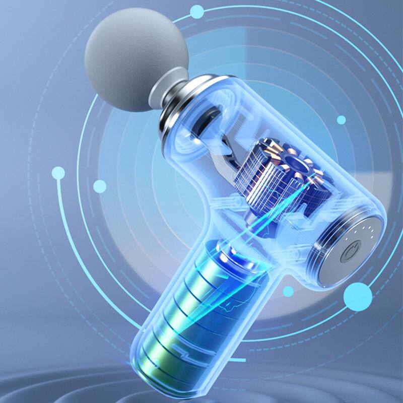 Alt View 3. Cluzine - Mini Massage Gun Portable Travel Size 6 Speeds 4 Heads Timer Control - White.