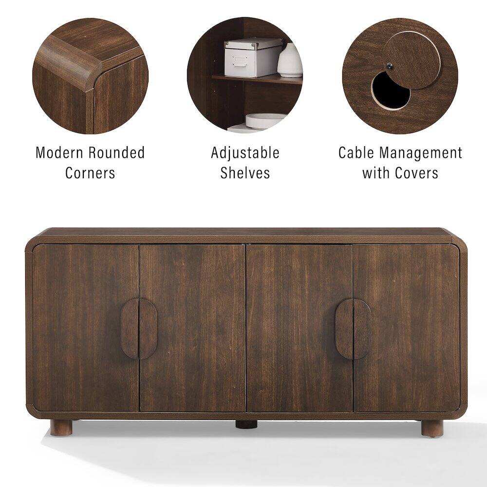 Modern Rounded Corners Adjustable Shelves Cable Management with Covers