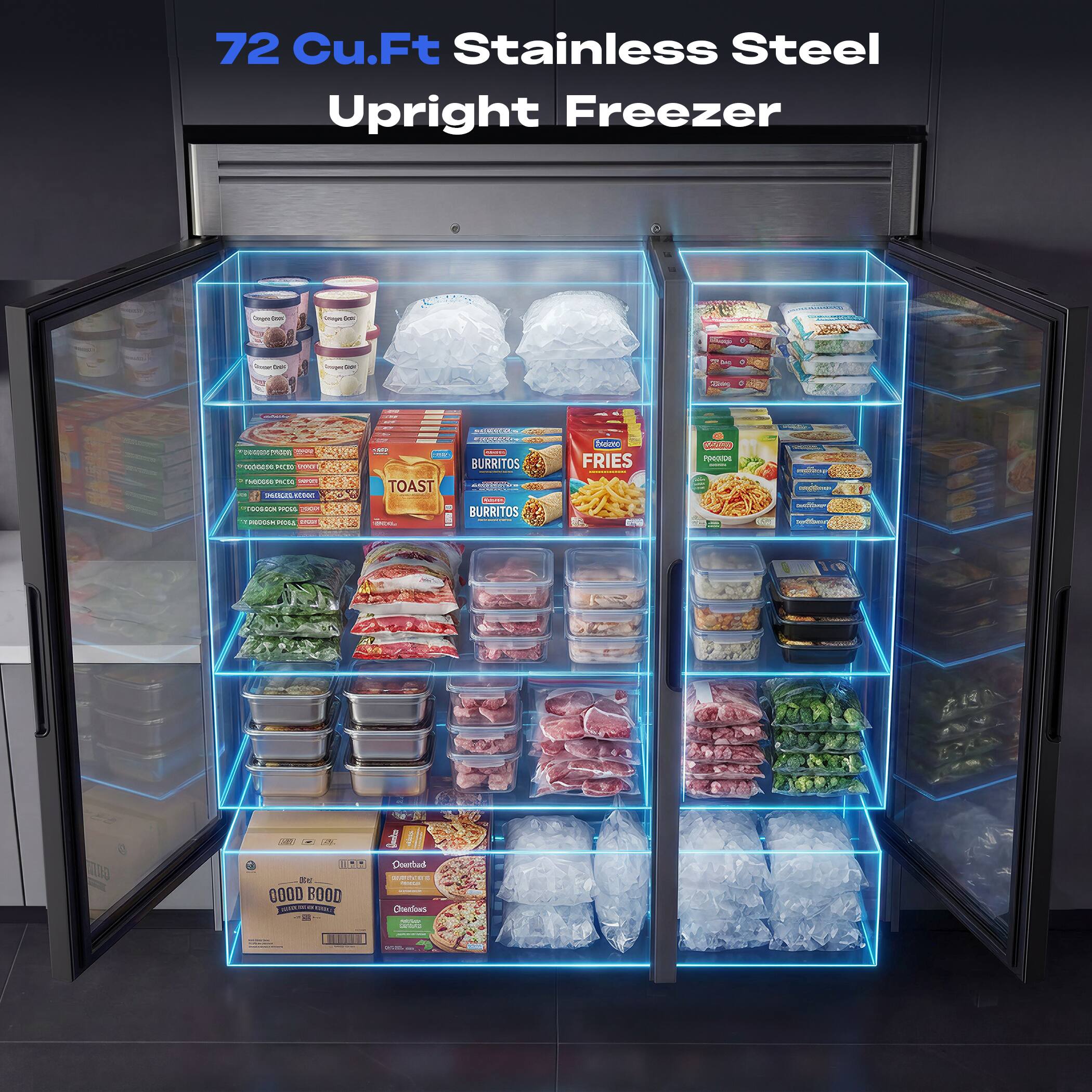72 Cu.Ft Stainless Steel Upright Freezer