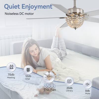 Bell♡　1001 Breezary 52'' Indoor Ceiling Fan with Crystal Bead Bowl