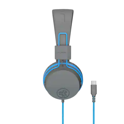 Front. JLab - Jbuddies Studio On-Ear Kids Wired USB-C Headphones - Grey.