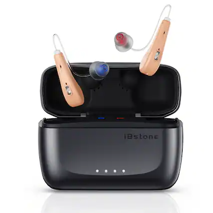 Front. iBstone - iBstone Edge BTE Sound Amplifiers for Seniors, IP67 Waterproof, Fast Charging, Long Battery Life - Beige.