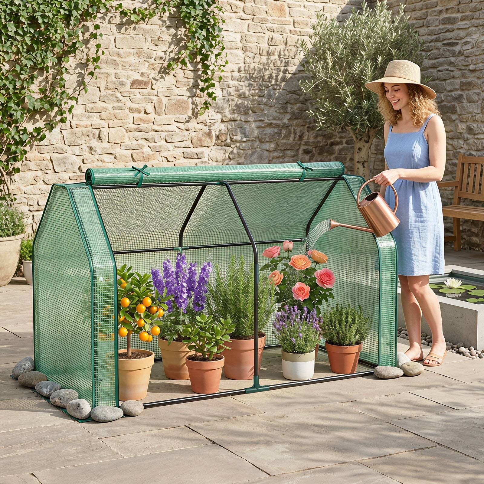 Alt View 2. Costway - Costway Portable Mini Greenhouse with PE Cover & Zippered Roll-up Door, Indoor & Outdoor.