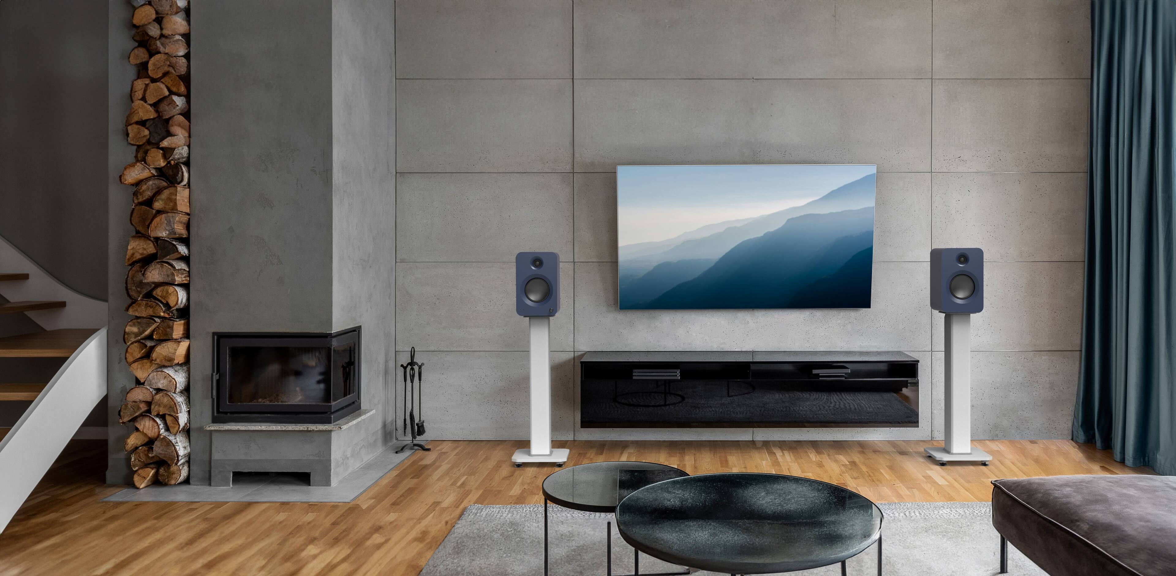 Alt View 1. Kanto - Kanto REN Powered Bluetooth Bookshelf Speakers - Pair (Matte Blue) - Dark Blue.