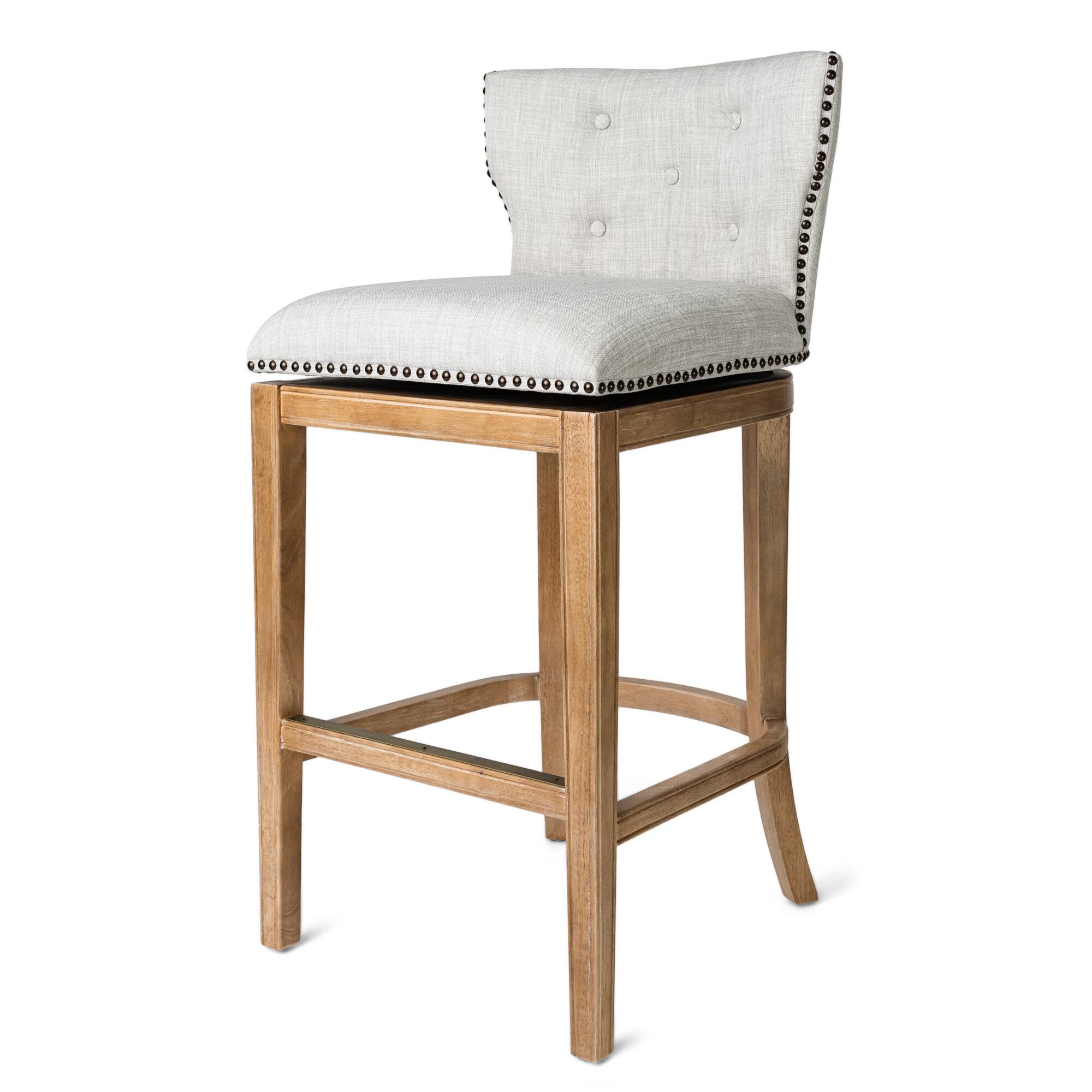 Front. Maven Lane - 31' Hugo Bar Stool in Weathered Oak Finish with Fabric Upholstery - Weathered Oak.