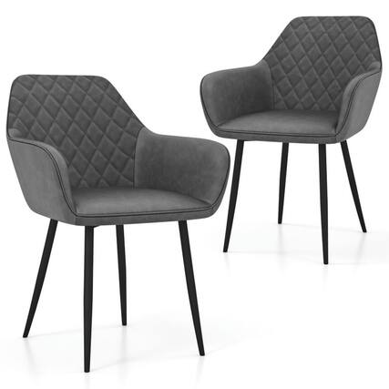 Front. Kadyn - Dining Room Chairs, Kitchen Chairs,Leisure Dining Chair Set of 2 with Curved Backrest and Wide Seat-Gray - Gray.