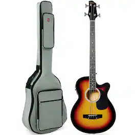 Best Choice Products - Acoustic Electric Bass Guitar w/ Equalizer, Truss Rod, Padded Gig Bag - Vintage Sunburst