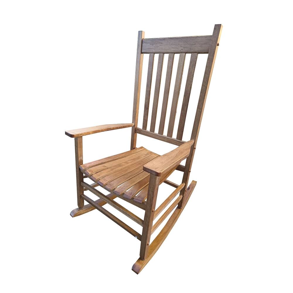 Left. Loheer - Loheer Adult Rocking Chair Solid Wood Brown Porch Rocker for Balcony and Patio - Brown.