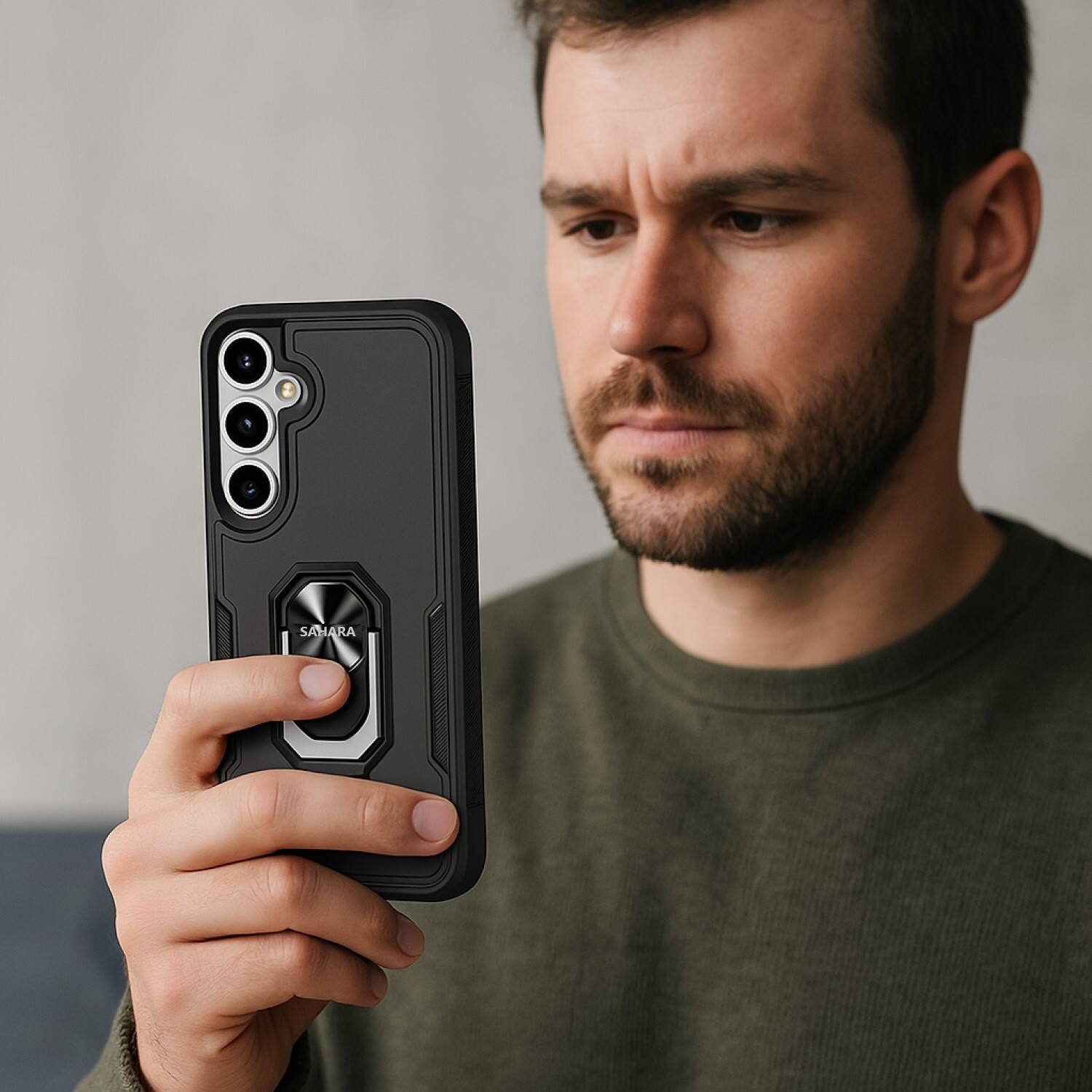 Alt View 5. SaharaCase - Raider Series Kickstand Case for Samsung Galaxy S25 FE - Scorpion Black - Black.