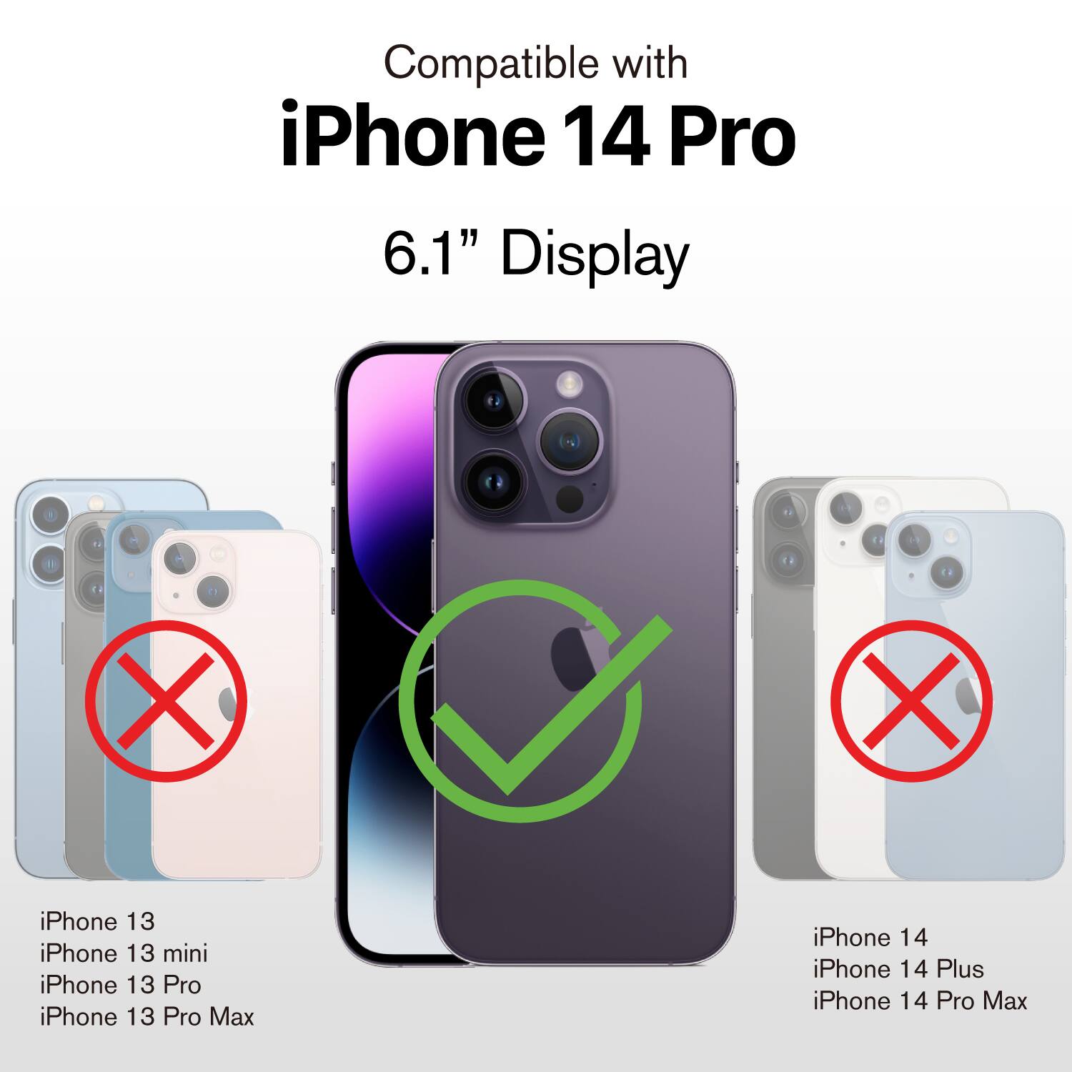 Compatible with iPhone 14 Pro 6.1" Display . X iPhone 13 iPhone 13 mini iPhone 13 Pro iPhone 13 Pro Max X iPhone 14 iPhone 14 Plus iPhone 14 Pro Max