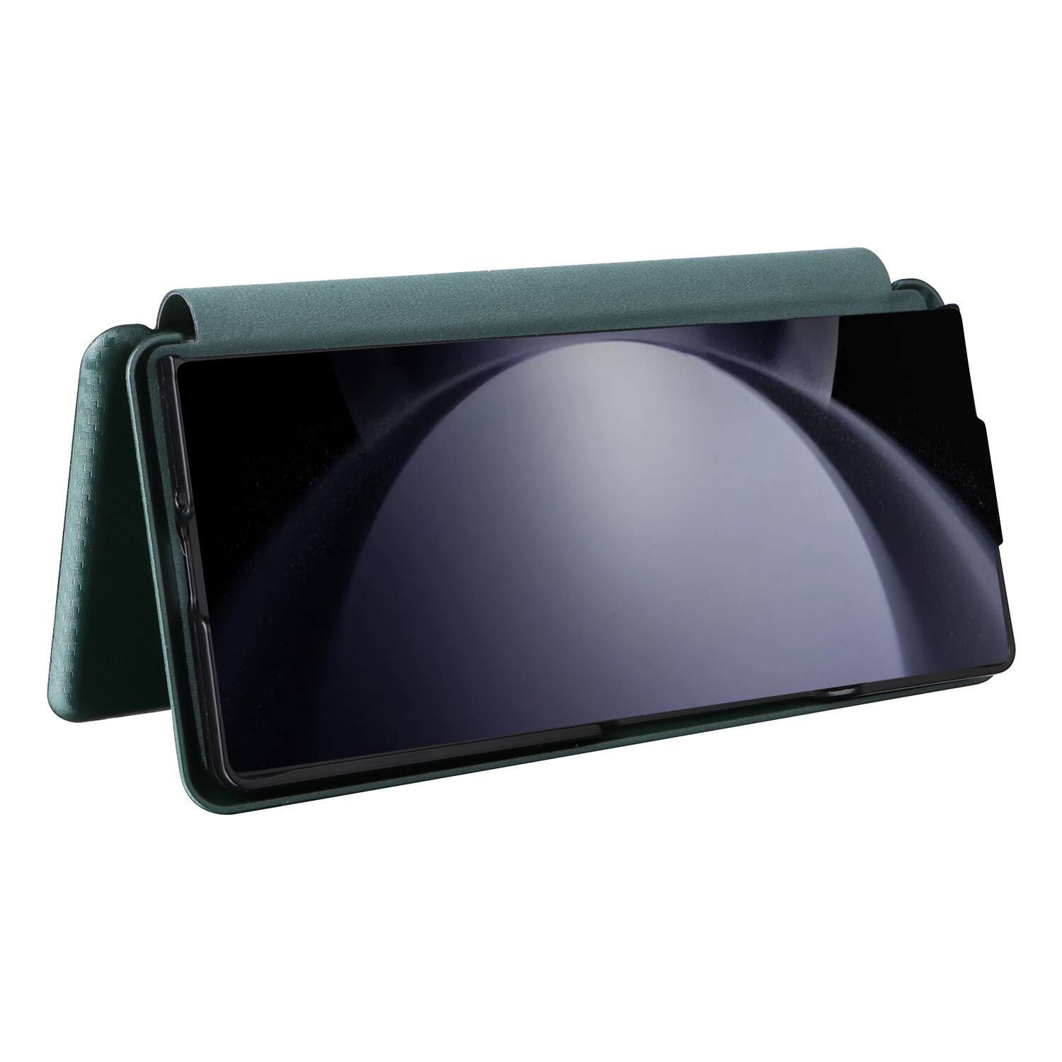Alt View 2. Dteck - Carbon Fiber Texture Folio Phone Case for Samsung Galaxy Z Fold6,PU Leather Magnetic Closure Hidden Card Slot Flip Cover - Green.