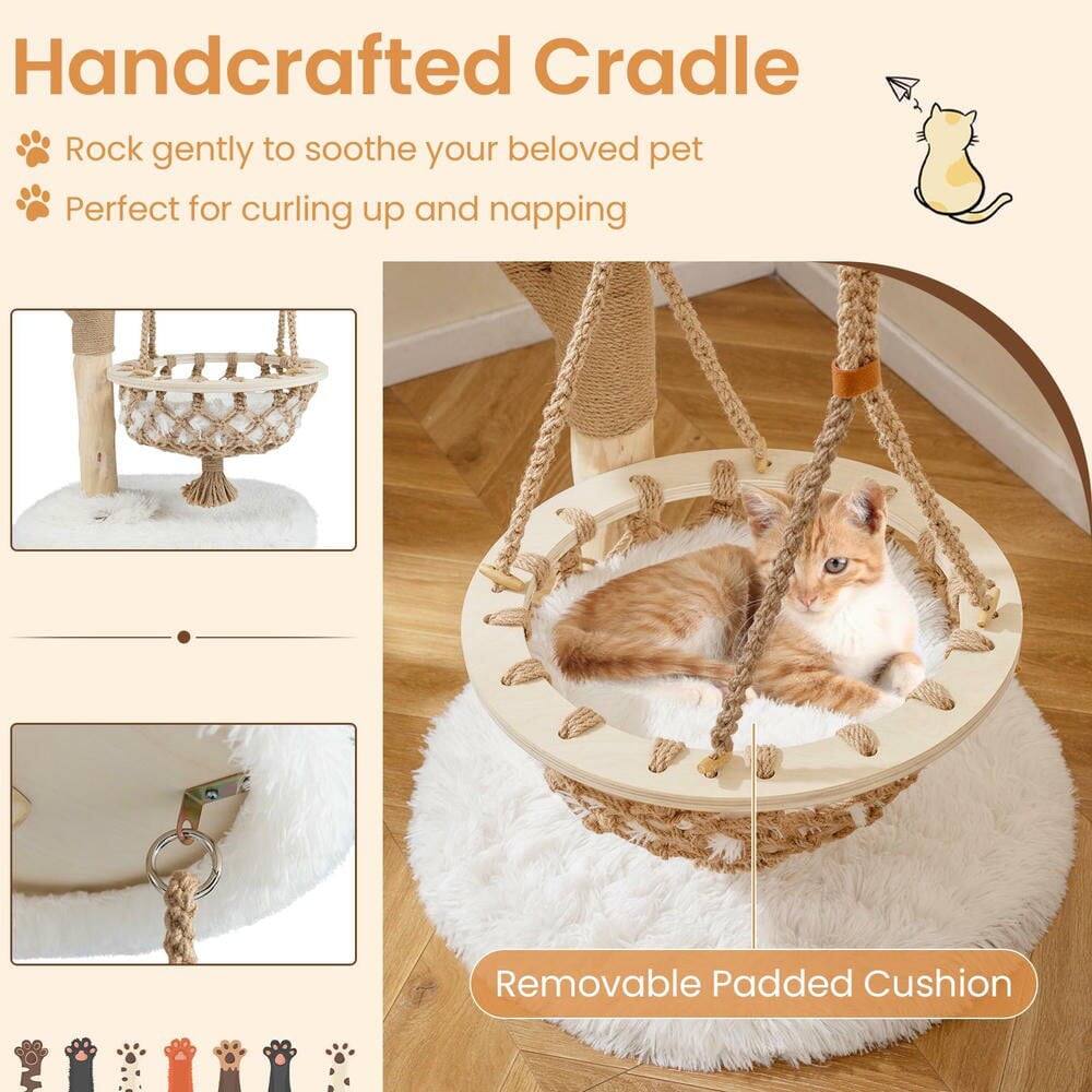 Handcrafted Cradle

- Rock gently to soothe your beloved pet
- Perfect for curling up and napping

Removable Padded Cushion