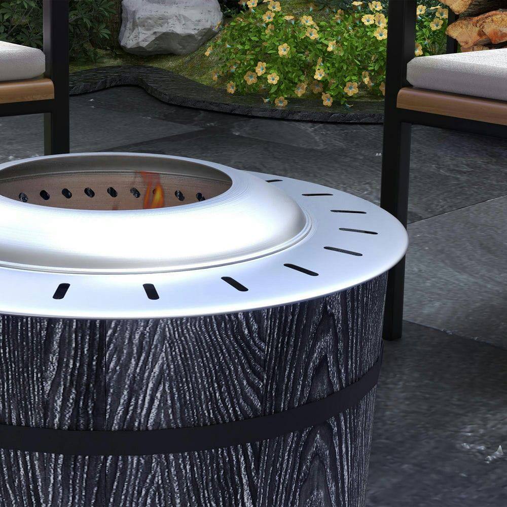 Left. Resenkos - Smokeless Fire Pit, Portable Stove with Mat for Backyard and Patio, Magnesium Oxide, Black.