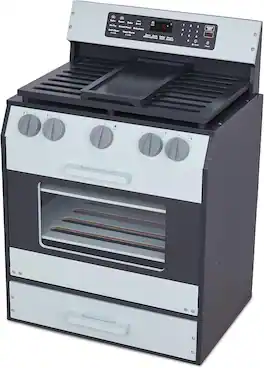 Lil' Jumbl - Wooden Play Oven, Gourmet Kitchen Playset with Pretend Oven, Stove, Knobs & More - Black