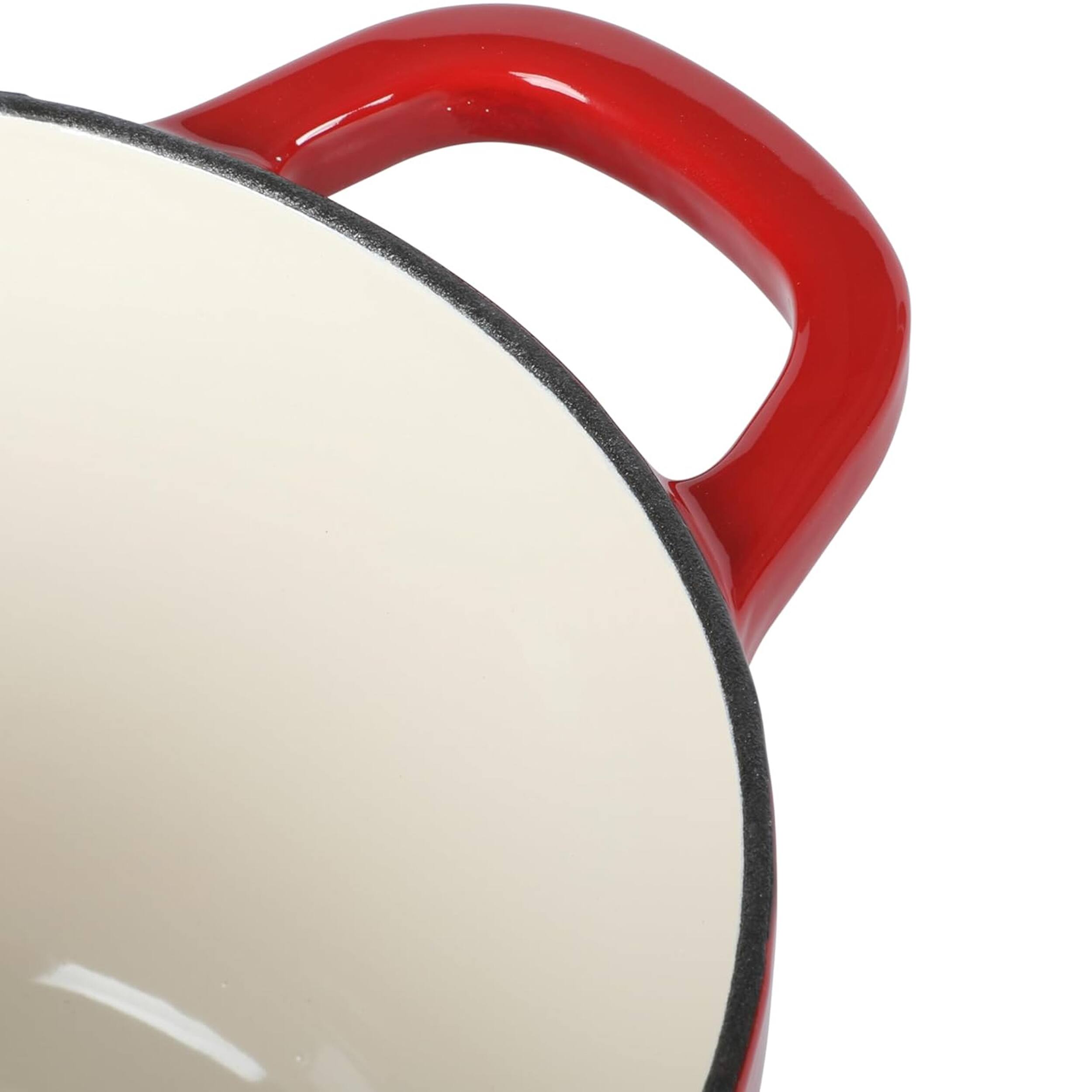 Alt View 2. Crock-Pot - Crock-Pot Artisan 3 Quart Enameled Cast Iron Saucepan with Lid in Red and Gold - Red and Gold.