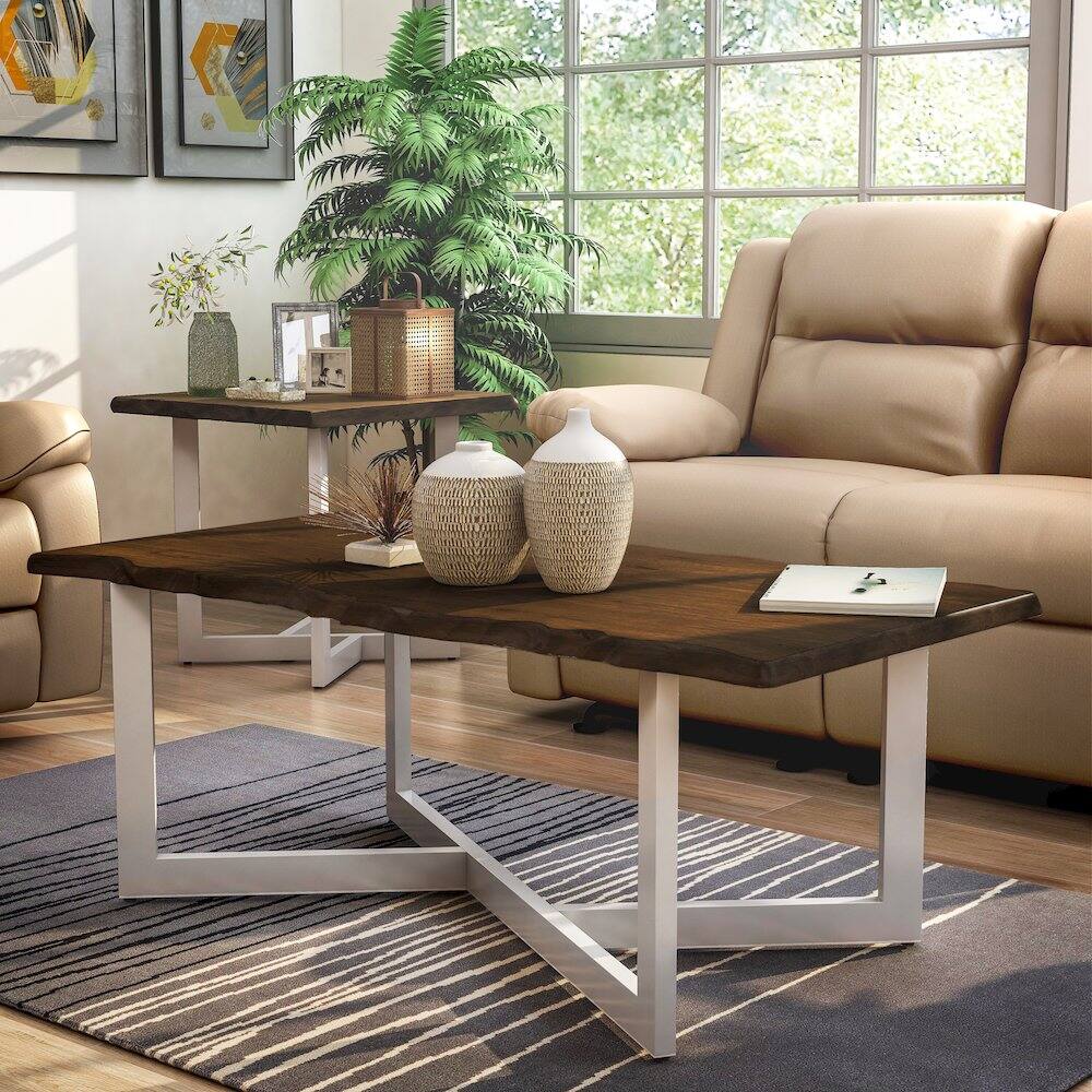 Alt View 2. Furniture of America - Krestian Contemporary Wood Coffee Table in Oak and White - Brown.