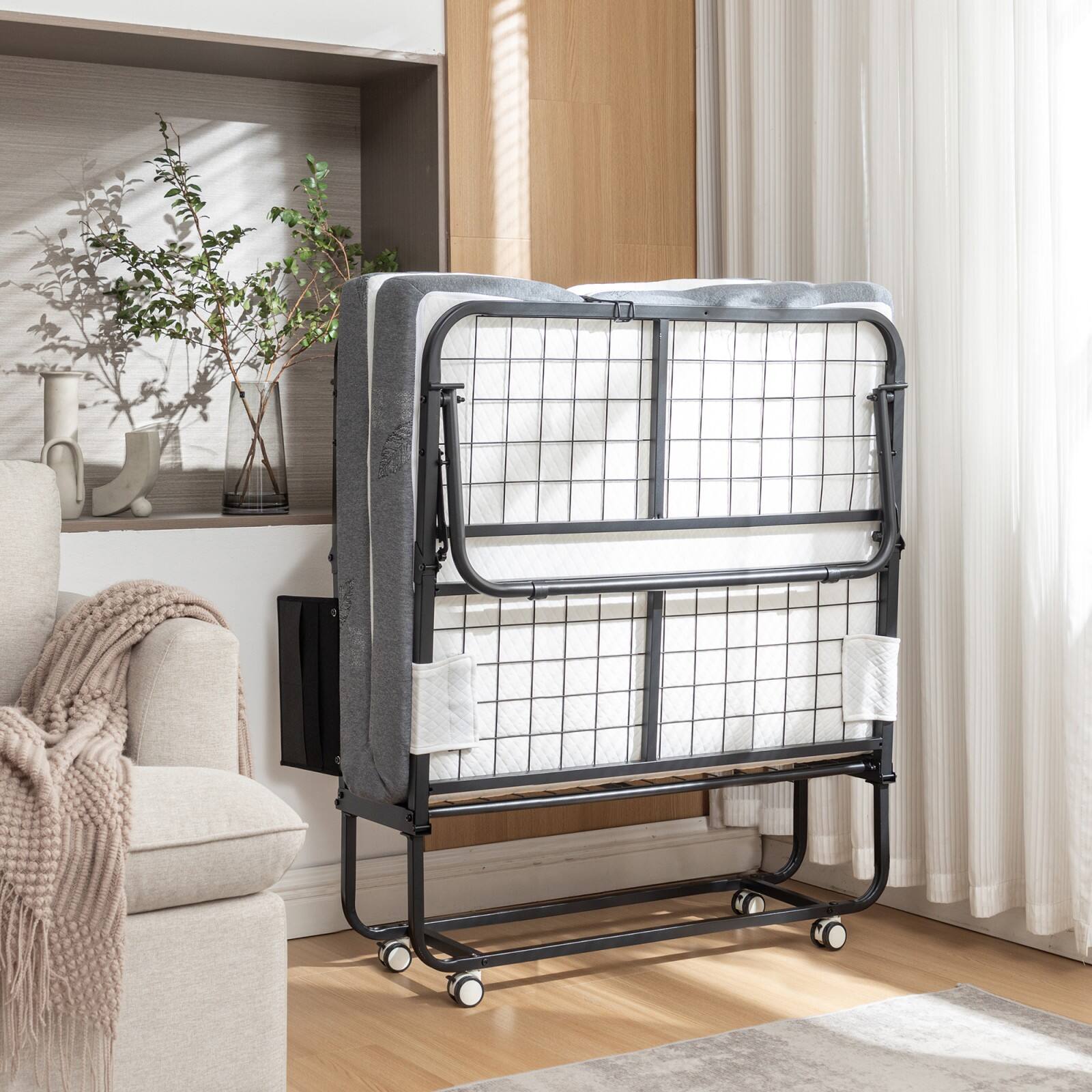 Alt View 10. Ecooso - Folding Bed with Mattress, SPortable Foldable，Storage Cover, SRollaway Bed for Adults，Memory Foam Mattress，Metal Frame - Black.