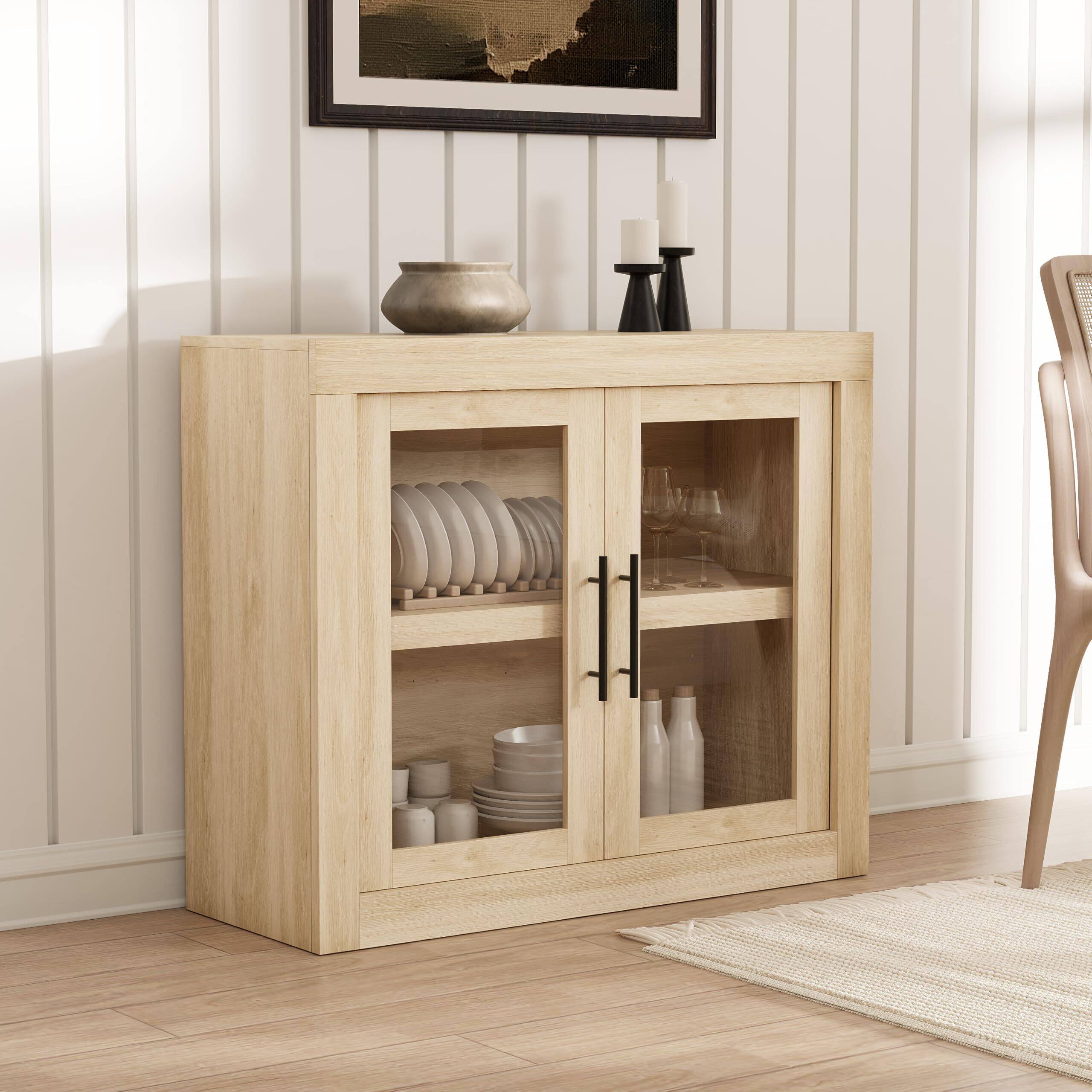 Alt View 1. Acekool - 35.4  in Sideboard Buffet Cabinet with Storage, Mid Century Modern Accent Cabinet - Yellow.