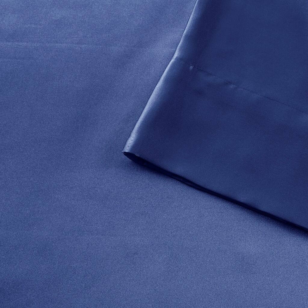 Alt View 5. Gracie Mills - Gracie Mills Coralie 6-Piece Wrinkle-free Satin Sheet Set - Navy.