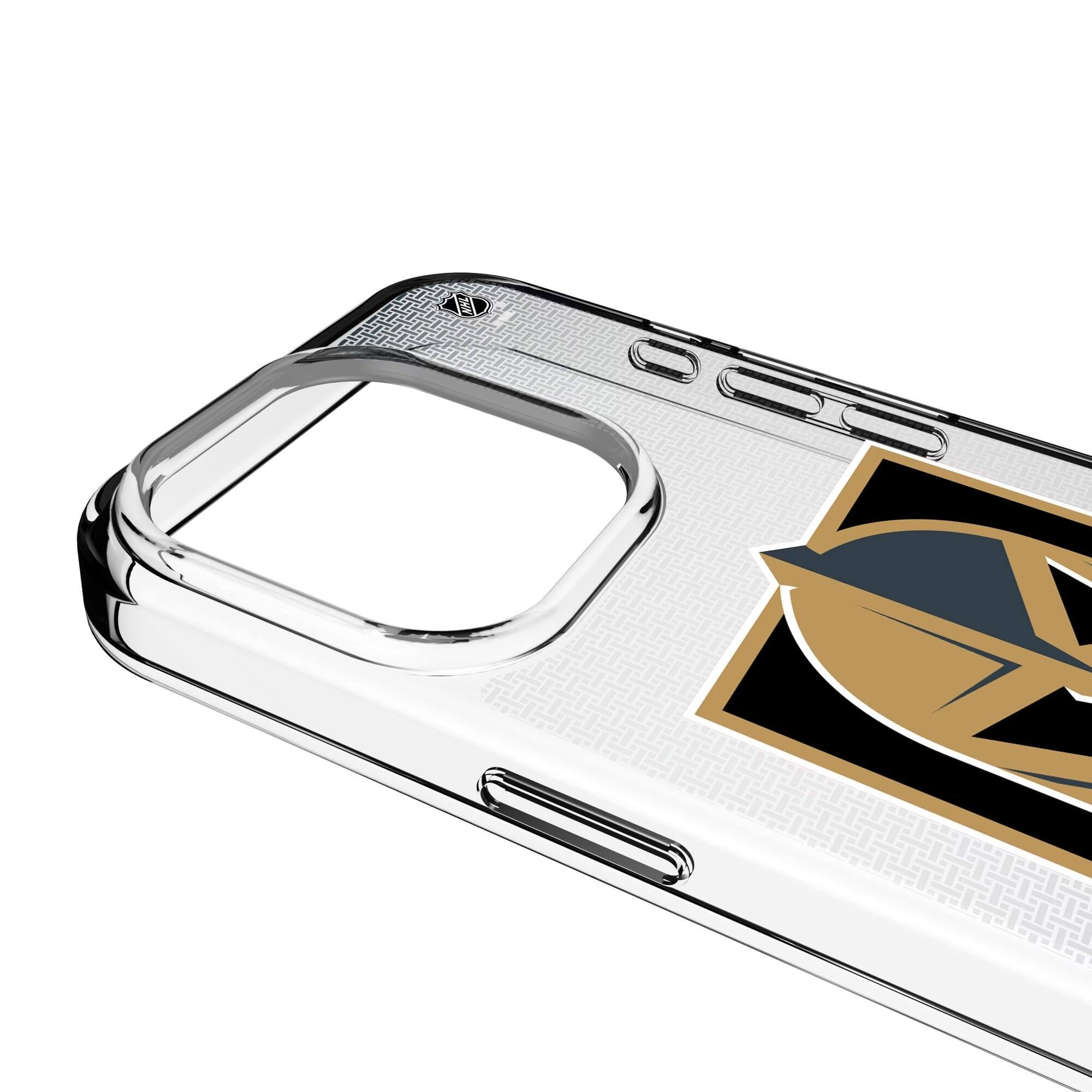 Alt View 2. Keyscaper - Vegas Golden Knights Linen Logo iPhone Clear Case - 13 Pro Max - Multicolor.