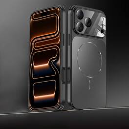 Dteck - Magnetic Slim Shockproof Case for Apple iPhone 17 Pro Max, Rugged Protective Shell with Built-in Glass Lens Protector - Black