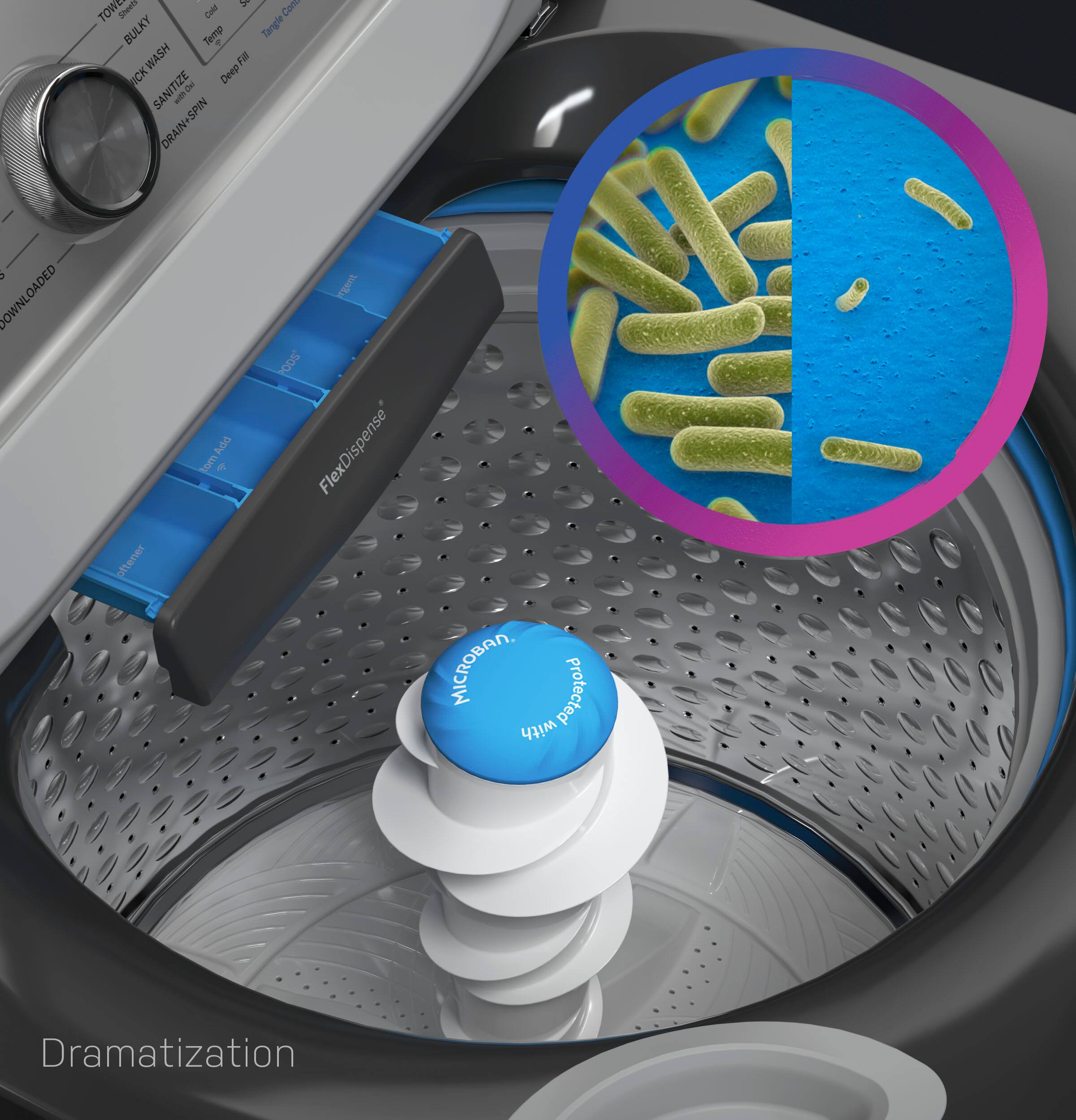 Alt View 18. GE Profile - 4.9 Cu. Ft. High Efficiency Smart Top Load Washer with Smarter Wash Technology, Easier Reach & Microban Technology - Diamond Gray.