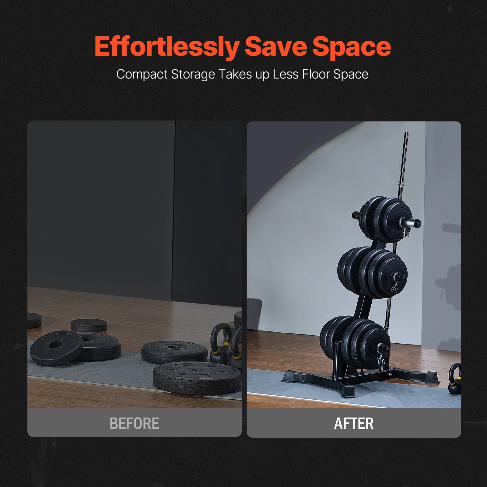 Effortlessly Save Space  
Compact Storage Takes up Less Floor Space  

BEFORE  

AFTER